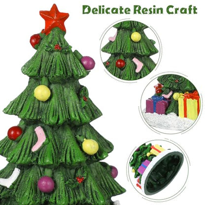 Ipetboom Reptile Decor Christmas Tree Aquarium Decorations Miniature Resin Landscape Ornaments for Holiday Fish Tank Supplies Table Decor Aquarium Christmas Tree
