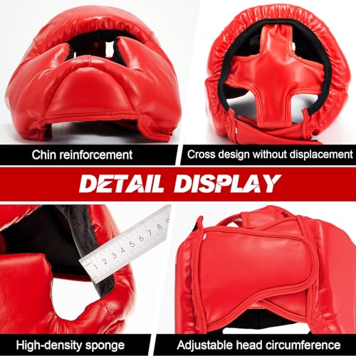 Jenaai 3 Pack Boxing Headgear Adjustable Padded Safety Head Guard MMA Training Sparring Kickboxing Muay Thai Martial Art Karate Taekwondo Helmet Gift for Valentines Adult Men Women - color: Black, Red ,Blue