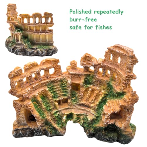 M2cbridge Aquarium Decor Antique Roman Column Ruin European Castle Underwater Landscape(Rome Colosseum) - color: Rome Colosseum