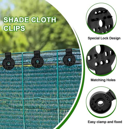 50 Pcs Shade Cloth Clips, Shade Cloth Plastic Clips Greenhouse Shade Cloth Fix Clamp, Windproof Awning Clamp Grip Tarp Clips for Sunshade Net, Anti Bird Netting, Garden Netting, Patio Accessories