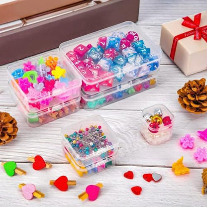 24 Packs Small Clear Plastic Beads Storage Containers Box with Hinged Lid for Storage of Small Items, Crafts, Jewelry, Hardware(1.37 x 1.37 x 0.7 Inches) - size: 1.37 x 1.37 x 0.7 Inches