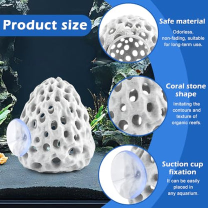 Shrimp Dome Hide, Be-TTA Habitat Fish Tank Tunnel with Suction Cup, Hollow Hemispherical Cave Aquarium Ornament for Small Fish Shrimp Guppy Hiding Resting(Color:White)