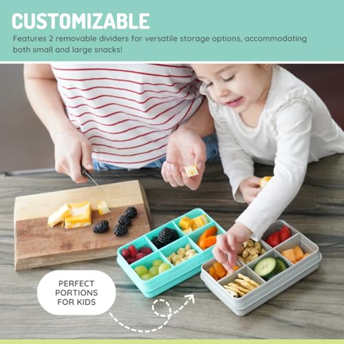 melii Mini Snackle Box – 6 Compartments, Divided Snack Container, Food Storage for Kids and Adults, Removable Dividers, Arts & Crafts, Beads, BPA-Free, Grey