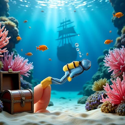 Blue Miniature Divers Figurines, Cute Lifelike Resin Divers Treasure Box Ornament Aquarium Decoration Micro Landscape DIY Accessories Fish and Aquatic Pets(Diver)