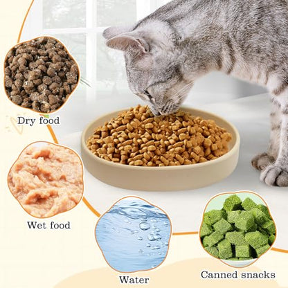 Silicone Dog Food Plate Shallow Dog Bowl Flat Cat Dish 1 Pack Small Puppy Plates for Small Dogs and Cats Whisker Fatigue Pet Feeding Bowls for Dry and Wet Food (Beige) - color: 1 Pcs - (Beige)