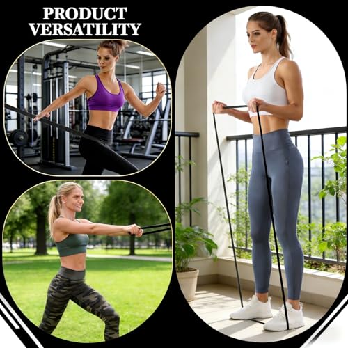 16-Pcs Resistance Bands Set - Premium Elastic Workout Bands for Home Gym, Strength Training, Yoga & Physical Therapy - color: Black(25-65 lbs)