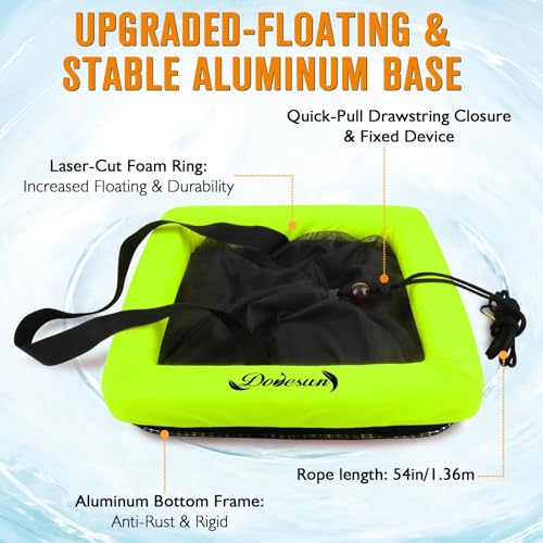 12 Gallon Floating Fish Basket for Live Caught Fish Live Bait Bucket Square Kayak Fishing Net for Fishing Live Well High-Floating for Baitfish Storage Cage Minnow Bucket Orange Green