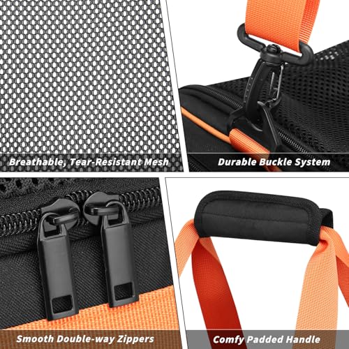 Boxing Gym Duffle Bag, Breathable Mesh Gym Bag for Boxing Gear | Ventilated Design, Wet Pocket, Privacy Pocket, Removable Shoulder Strap | Boxing, MMA, Muay Thai, BJJ & Wrestling Workout Bag - color: Orange