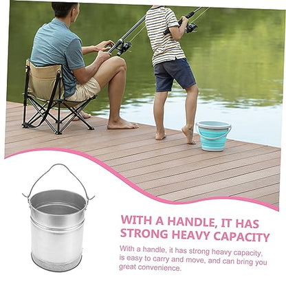 PRETYZOOM Thickened Iron Bucket Multi-Purpose Water Paint Fishing Bucket Large Capacity Handheld for Home Dorm Kitchen