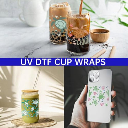 UV DTF Cup Wrap Transfer Stickers, 4 Sheets Turtle Rub On Transfers for Tumblers Water Bottles Glass Cups Mugs Ceramics - style: Turtle