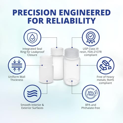 United Scientific® Unistore™ - Sample Containers with Lids - Laboratory Grade Polypropylene Wide Mouth Reagent Bottle - 16 Oz Bottles with Caps (500ml), Plastic Bottles with Lids, Pack of 1 - size: 16 oz (Pack of 1)