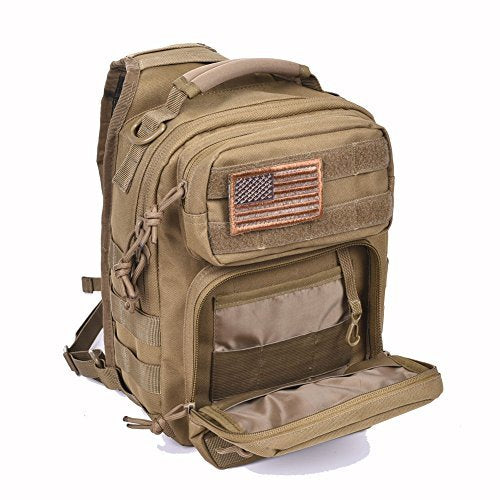 REEBOW GEAR Tactical Sling Bag Single Shoulder Every Day Carry Backpack - color: Style 01 Tan