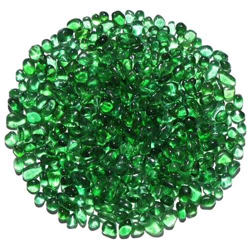 0.55LB Green Clear Glass Pebbles, Tumbled Sea Glass Stones for Vase Fillers, Fish Tank Gravel, Aquarium Rocks, DIY Crafts, Plant Pots, Wedding & Home Decor, Transparent Glass Gemstones - color: Green