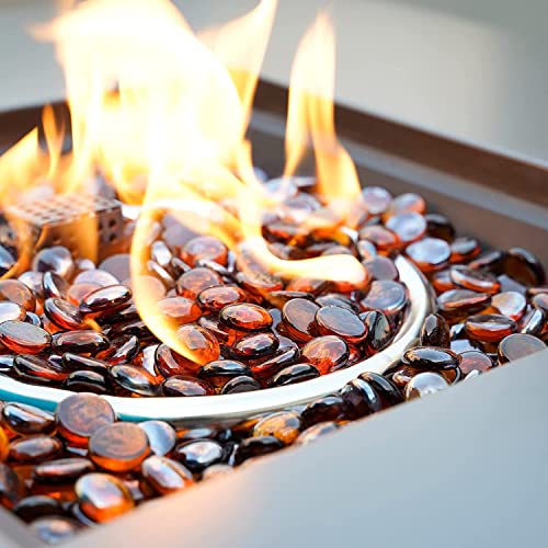 OnlyFire Fire Pit Glass Rocks 10 lbs, High Luster Fire Glass Beads 1/2 Inch, Tempered Glass Marbles for Propane/Natural Gas Fire Pit, Fireplace, Multicolor & Blends Available - color: Caramel
