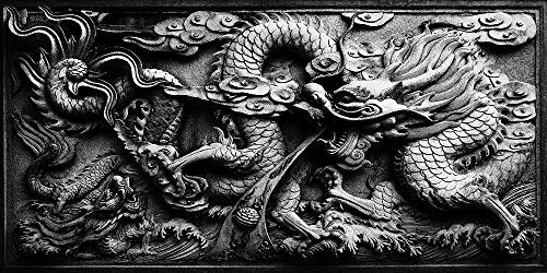 Dragon Relief Aquarium Background Poster PVC Fish Tank Decorations Landscape (24" x 12"/ 61 x 30cm) - size: 24" x 12"/ 61 x 30cm