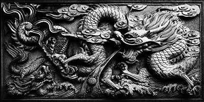 Dragon Relief Aquarium Background Poster PVC Fish Tank Decorations Landscape (72" x 28"/ 183 x 71cm) - size: 72" x 28"/ 183 x 71cm