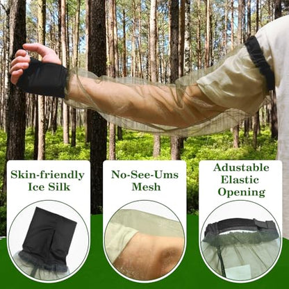 Premium Mosquito Sleeves for Insect, Pack of 2, Tick & Fly & Bug Protection | No-See-Um Net for Camping, Hiking, Fishing, Gardening, Adjustablbe Arm Netting for Adults, 1 Carrybag - style: 2-Pack Sleeves(Adults)