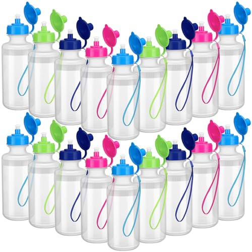 Zubebe 36 Pcs Sports Water Bottles Squeeze Bulk 21 oz | Reusable Plastic Water Bottles with Carry Strap, Back to School Supplies Summer Team Gifts for Students Travel Hiking Cycling - color: Bright Color