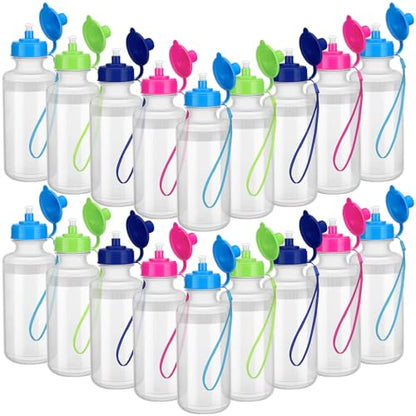 Zubebe 36 Pcs Sports Water Bottles Squeeze Bulk 21 oz | Reusable Plastic Water Bottles with Carry Strap, Back to School Supplies Summer Team Gifts for Students Travel Hiking Cycling - color: Bright Color