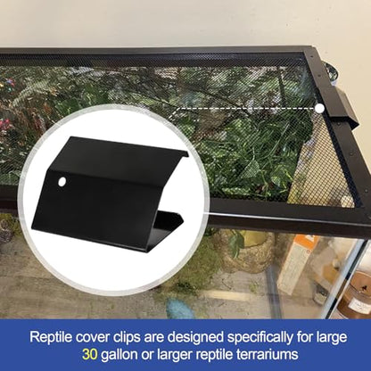 6PCS Large Reptile Tank Clips, Terrarium Covers Heavy Duty Screen Clips for 30Gallons or Larger, Reptile Aquarium Lid Clip, Screen Tank Metal Clip Escape for an Array of Reptiles from Terrarium