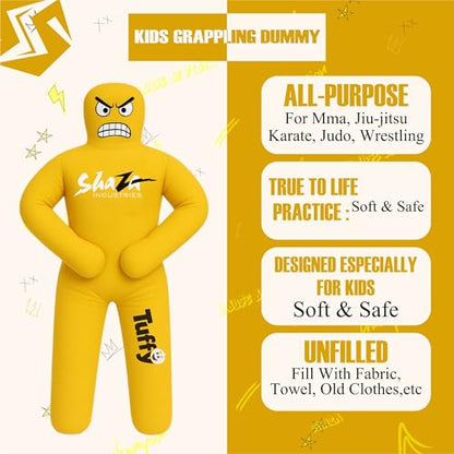 Kids Grappling Dummy, Premium Canvas, Double Stitched, Life-Like Training Dummy 100cm unfilled