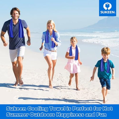 Sukeen 6 Pack Cooling Towels (40"x12") for Neck and Face, Gym Sweat Towels - color: Sky Blue/Rose Red/Emerald Green/Dark Gray/Lavender/Royal Blue