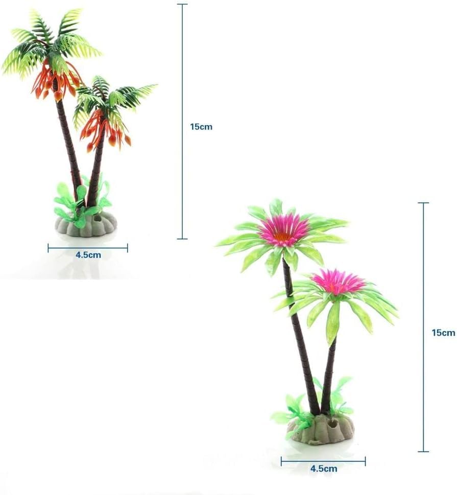 1Pcs Green Mini Coconut Palm Tree,Aquatic Water Weeds Artificial Aquarium Plants Fish Tank Water Plant Grass Ornament for Fish Tank Decor Plastic Plants (Coconut Tree)
