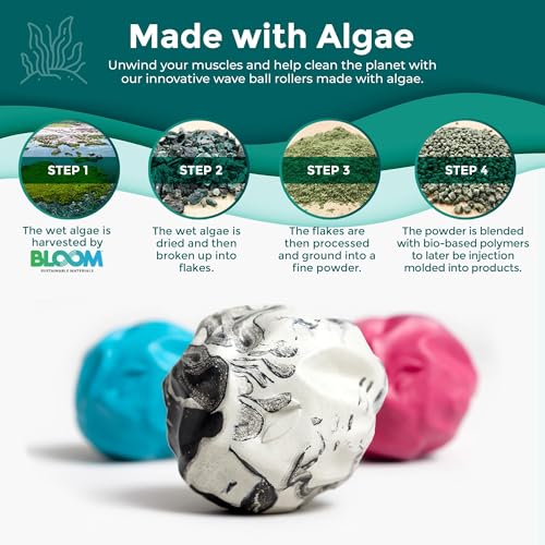 Oceanfoam Wave Massage Ball Roller – Textured Lacrosse Ball, Plantar Fasciitis Relief, Muscle Knot Therapy, Myofascial Release, Feet Pain – Travel Size (Black Marbled, Miami Blue, Hot Pink) Pack of 3 - color: Pack of 3 (Black Marbled, Miami Blue, Hot Pink
