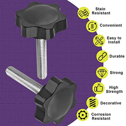 M8 x 40mm Thread Star Knob 4Pcs, Plastic Hex Shaped Clamping Knob Handle Hand Tightening Screw for Umbrella Base Replacement - size: M8 x 40mm (4 pcs), style: Hexagonal Handle