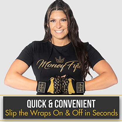 Quick Gel Boxing Wraps Under Boxing Gloves - Kickboxing MMA Muay Thai - Fist, Knuckle, Wrist Wrap Protection Inner Glove Hand Wraps - Men Women Kids - color: Black/Gold, size: Large-X-Large