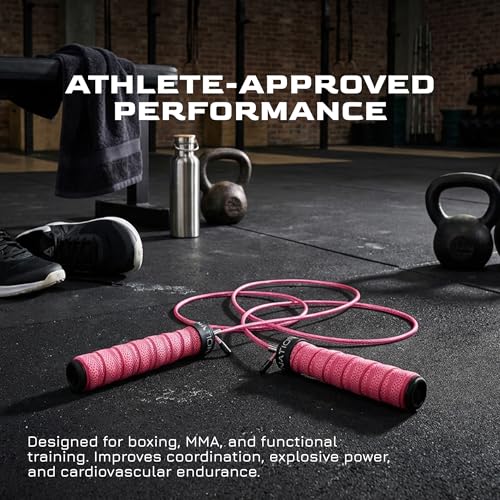 WOD Nation Weight Jump Rope for Men & Women, 1LB Adjustable Heavy Speed Rope with Removable Handle Weights, Dual Cables for Cross Training, Cardio, Home Workouts Adult Fitness Jump Rope - color: Pink