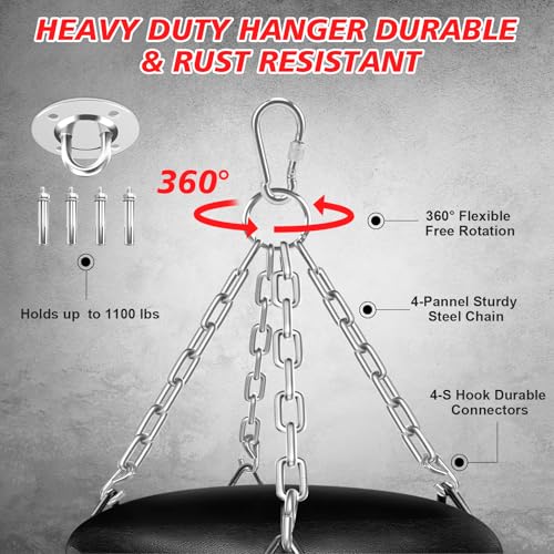 Filled Punching Bag for Adults, 4FT Boxing Bag with Sponge Filler & Gloves | PU Leather Hanging Punching Bag, Heavy Kicking Bag Boxing Equipment for MMA Training Karate Kickboxing - style: Fighting