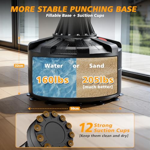 GIKPAL Freestanding Punching Bag for Adults, Heavy Boxing Bag with Stand - color: White (Hand Wrap & Boxing Golves)