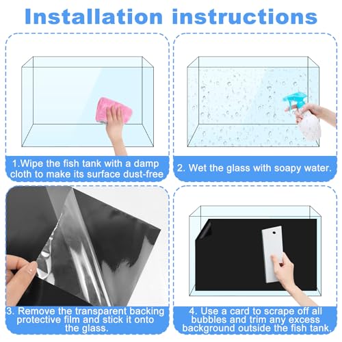 Rainmae 15.7" x 39.3" Aquarium Background, Premium Static Cling Black Fish Tank Background, Fish Backdrop for Aquarium Wallpaper, Vinyl Aquarium Poster Background