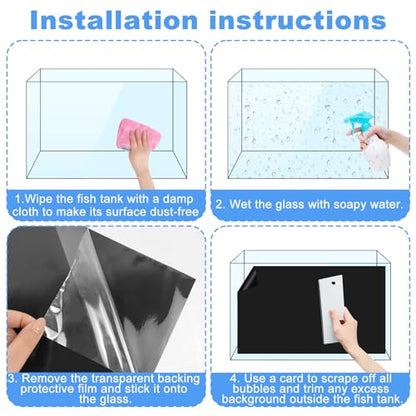 Rainmae 15.7" x 39.3" Aquarium Background, Premium Static Cling Black Fish Tank Background, Fish Backdrop for Aquarium Wallpaper, Vinyl Aquarium Poster Background