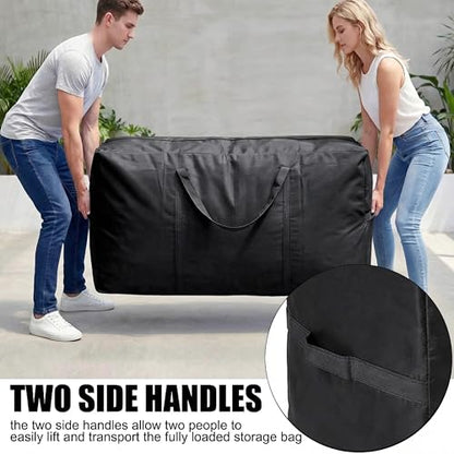 66 Gallon Extra Large Storage Bags, XXL Moving Bags with Zippers & Side Handles, Jumbo Big Storage Totes for Moving & Space-Saving Organization (Black, 66 Gallon, 1 Pack)