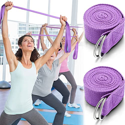 Leyndo Yoga Strap Stretching Pilates Exercise Adjustable Straps 6 ft Non Elastic Yoga Belt with Adjustable D Ring Buckle for Pilates Gym Workouts Fitness - color: Purple