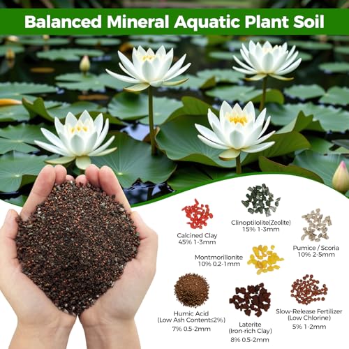 Aquatic Plant Soil for Water Lily & Lotus – Clay-Based, Nutrient-Rich Pond Plant Growing Medium, Multi-Mineral Blend, Ideal for Small Ponds & Water Gardens, Safe for Fish & Aquatic Life 2 LB