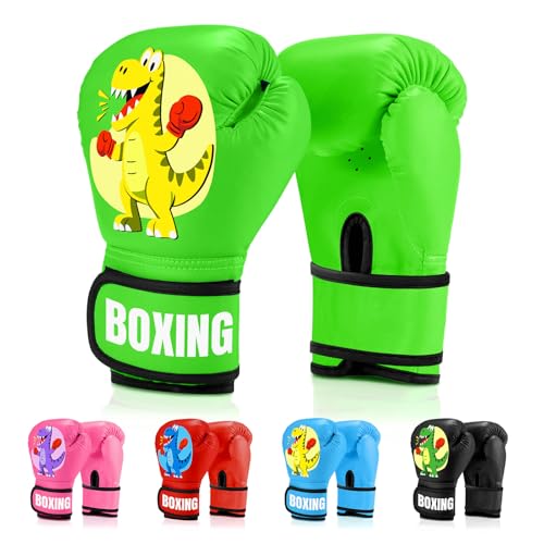 Kids Boxing Gloves for Boys & Girls, Youth Boxing Training Gloves for Kids | Toddler Boxing Gloves for 3-8 years Training, 4OZ Training Sparring Gloves for Punching Bag Kickboxing Muay Thai MMA Training - color: Green