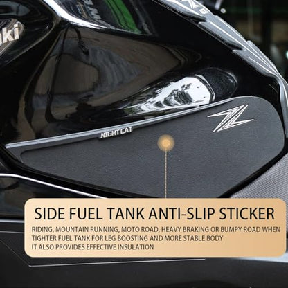 NIGHT CAT Fuel tank protection sticker,compatible with Z400,motorcycle fuel tank protection pad,both sides of the non-slip fuel tank side sticker(Z400 Black) - color: Black