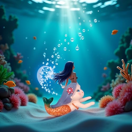 Floating Fish Tank Decor, Aquarium Fish Mermaid, Ornaments, Eye Catching Decoration, Aquatic Pets Cartoon, Miniatures Figures for, Aquarium Décor Thematic Ornaments
