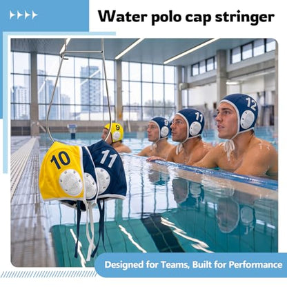 Hicarer Stainless Steel Water Polo Cap Stringer, Holds up to 2 Sets Caps, Rust Resistant Team Organizer and Drying Rack for Schools Clubs Pool Practice