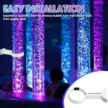 1 Pcs Sensory Bubble Tube Wall Bracket Extending 11 cm Diameter Wall Mounted Bubble Light Holder Water Floor Lamp Holder to Prevent Spillages and Keep Fish Aquarium Tank Stand Safe (White) - color: White