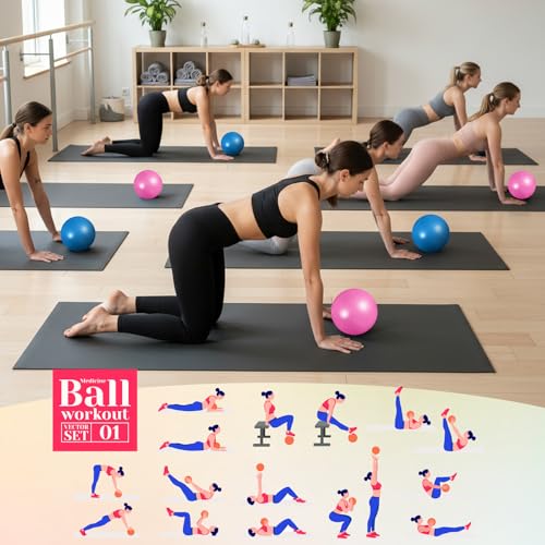 Aoriher 10 Pcs Small Pilates Ball Bulk 9 Inch Mini Yoga Ball - color: Pink,Blue