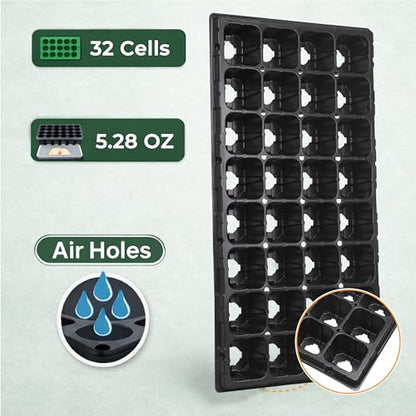 Gardzen 10 Pack 32 Cell Seed Starter Trays, 2" Deep Plug Tray for Seedlings, Heavy Duty Seedling Trays with Drainage Holes, Fit Standard 1020 Drip Tray for Indoor&Outdoor Use