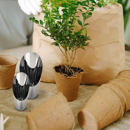 Happyyami 3pcs Bonsai Shovel Stainless Steel Garden Hand Metal Spade Shovel Bucket Spade Potted Planting Potting Cup for Home Gardening Silver