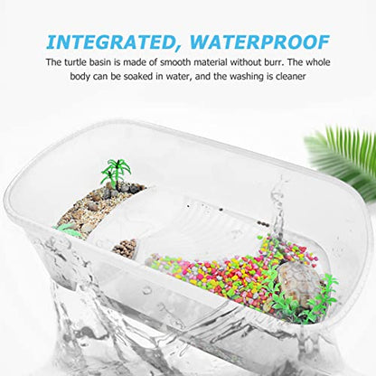 balacoo Plastic Turtle Feeding Box Reptile Breeding Tank Smooth for Easy Cleaning Transparent Design Aquatic Environment for Turtles and Reptiles
