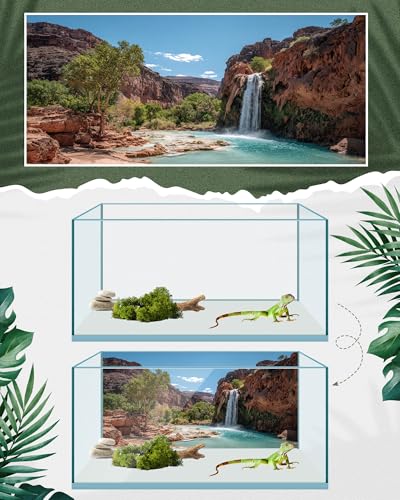 4 Pcs 36 x 18'' Reptile Tank Background 30/40/50 Gallon Bearded Dragon Terrarium Background Decor Polyester Reptile Tank Accessories for Leopard Gecko, Crested Gecko, Tortoises