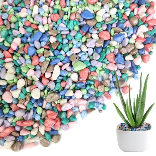 HappyFiller Colored Pea Gravel, Indoor Plants Succulent Cactus Topper Dressing Pebbles Fairy Garden Terrarium,Polished Mini Stones 3-5mm for Aquarium Fish Tank,Vase Filler,Resin Arts Crafts,0.88 LB