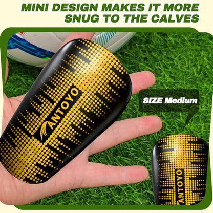 Mini Shin Guards Soccer Kids,Small Protective Gear with Fixed Straps - color: Golden Stars, size: M(H: 4.5 in,W: 2.9 in)